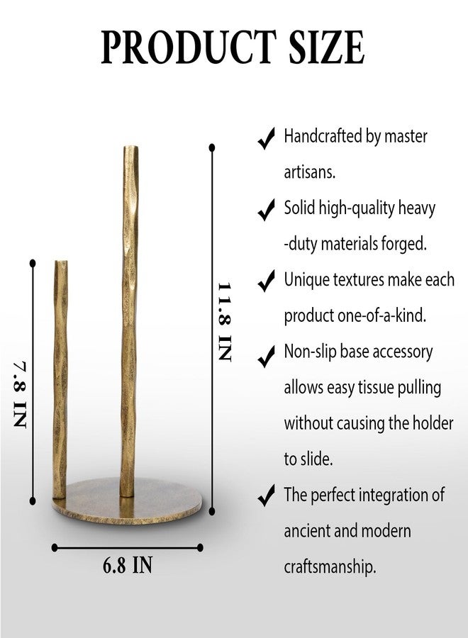 BEGINS Paper Towel Holder, Hand-Forged Vintage Gold Paper Towel Stand Holder, Kitchen Heavy Duty Solid Metal Countertop Roll Paper Organizer - Image 5